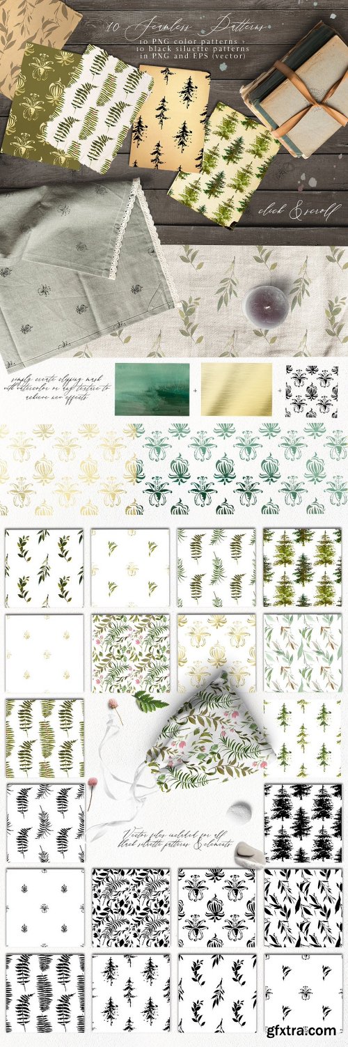 CreativeMarket Forest - Green Watercolor Bundle 2135568