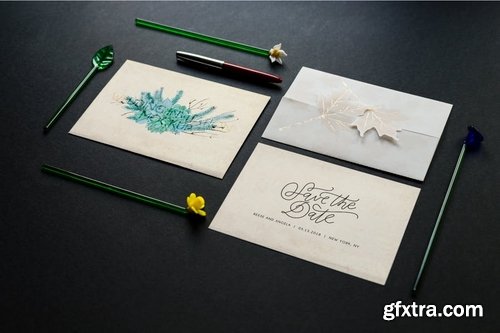 Vintage Wedding Invitation Mockup