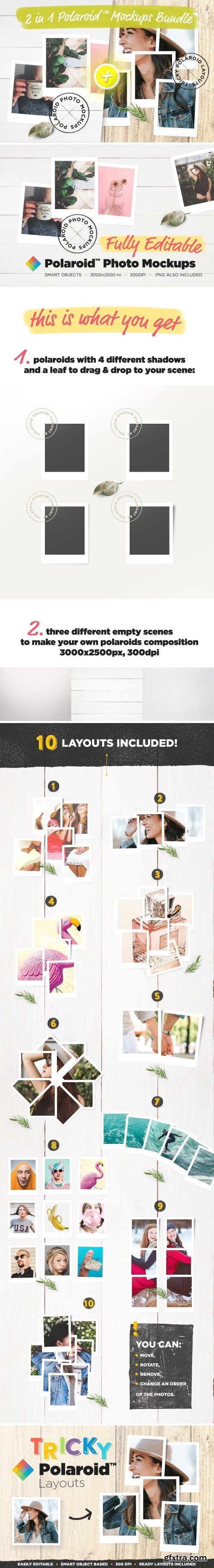 CM - 2 in 1 Polaroid™ Mockups Bundle 1578428