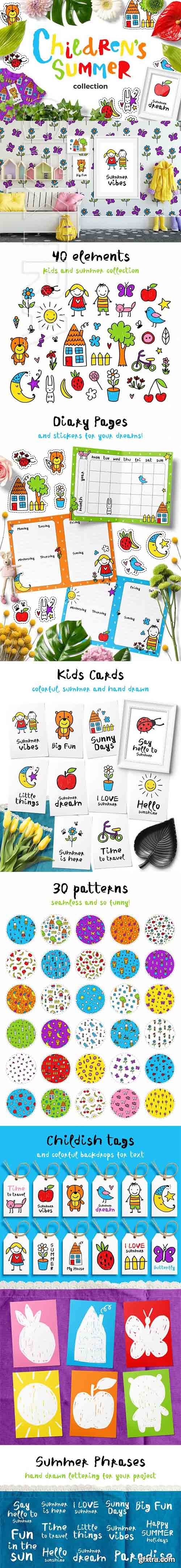 CreativeMarket - Childrens Summer - Clipart Set 2443206