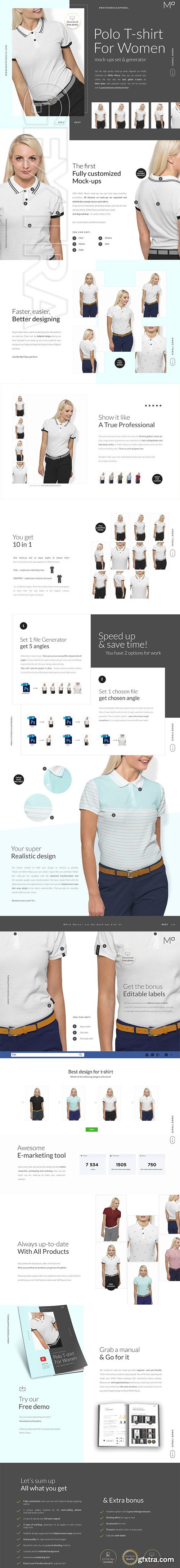 CreativeMarket - Women Polo Mock-ups Set FREE DEMO 2474757