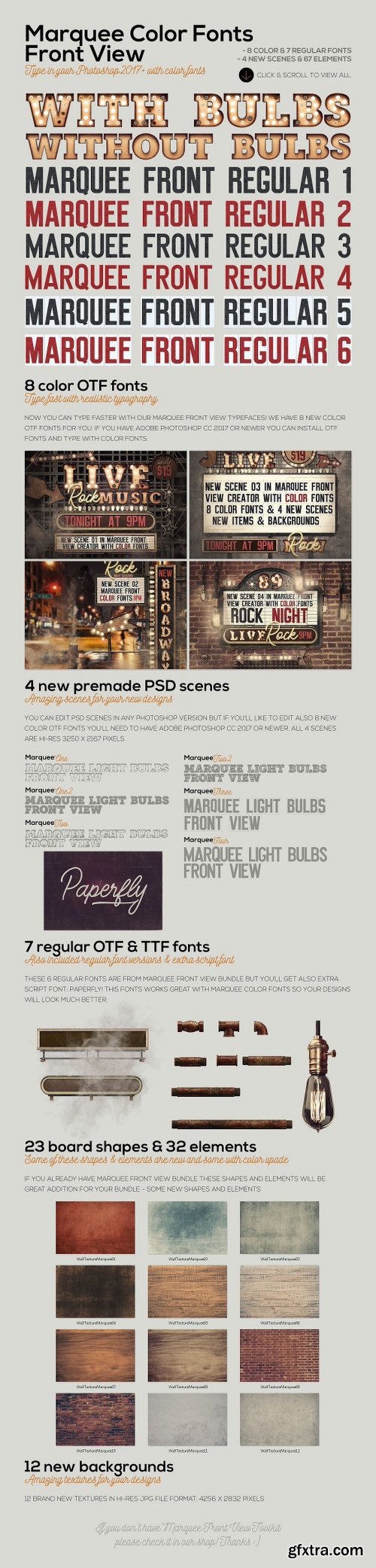 CreativeMarket Marquee Front View - Color Fonts 2453416