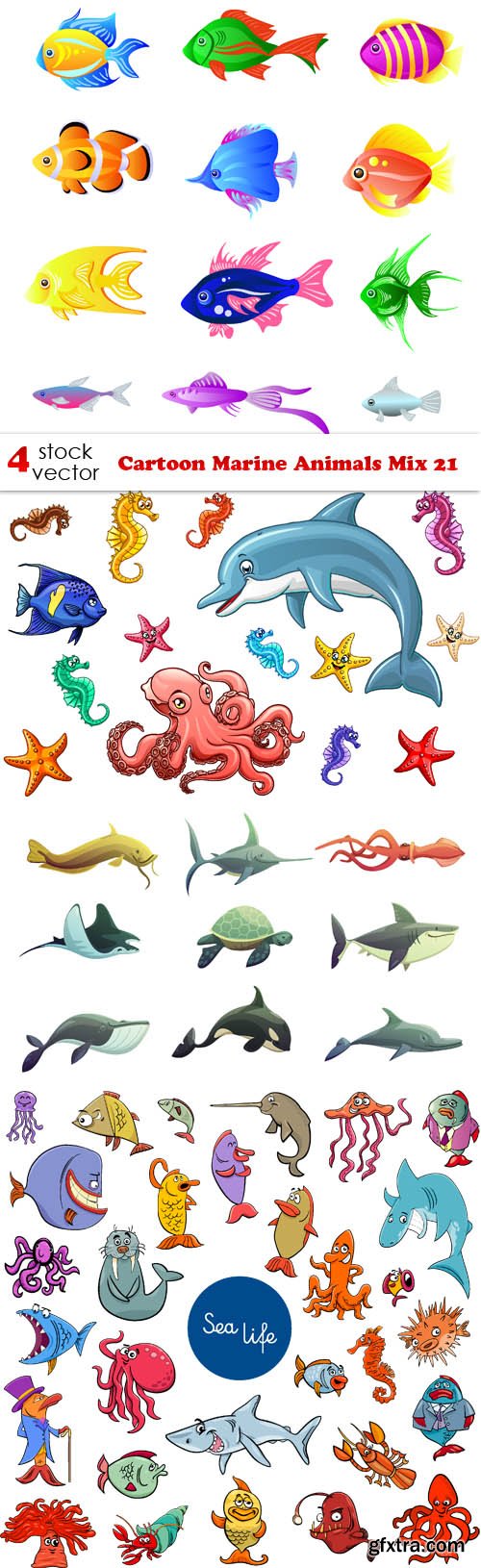 Vectors - Cartoon Marine Animals Mix 21