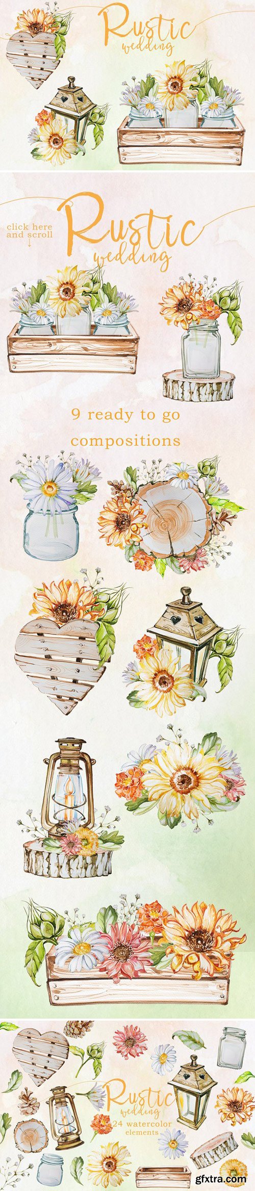 CM - Watercolor Rustic Wedding Clipart 2403057