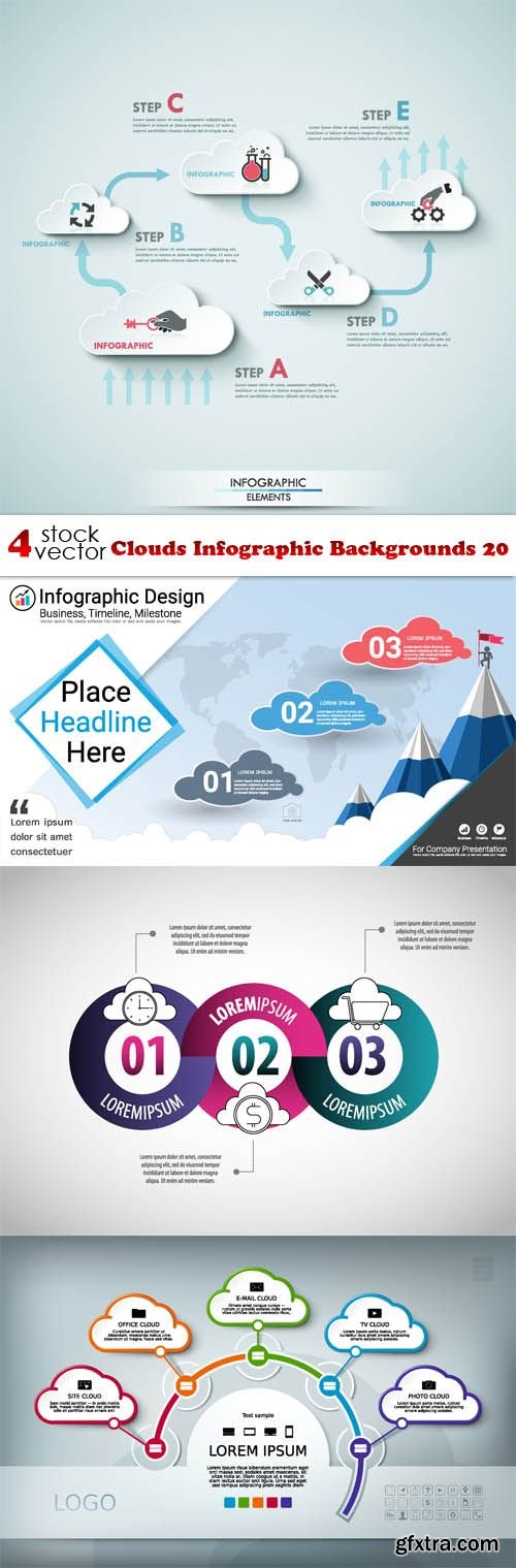 Vectors - Clouds Infographic Backgrounds 20