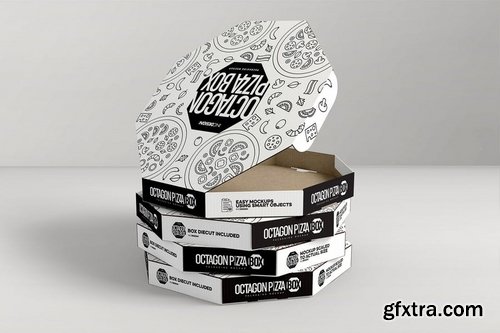 Packaging Mock Up Octagon Pizza Box Rar Free Download Mockup