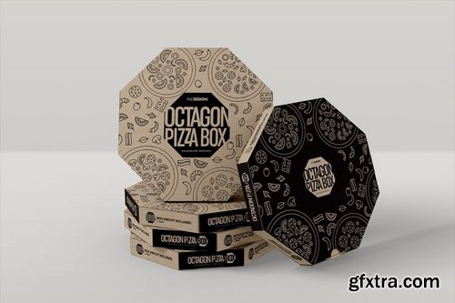 Packaging Mockup Octagon Pizza Box