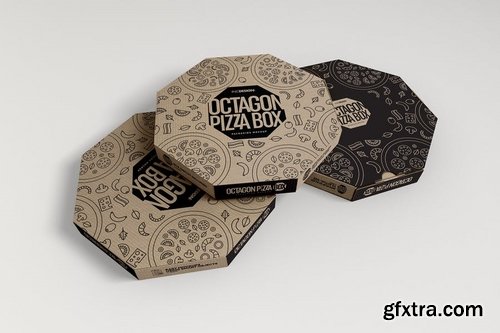 Packaging Mockup Octagon Pizza Box