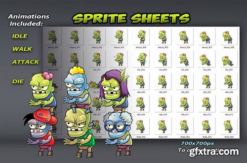 CM - 6 Zombies Game Sprites Set 2431839