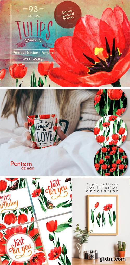 CM - Amazing Tulips PNG Watercolor Set 2423099