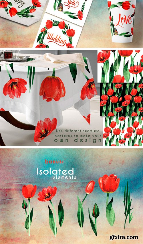 CM - Amazing Tulips PNG Watercolor Set 2423099