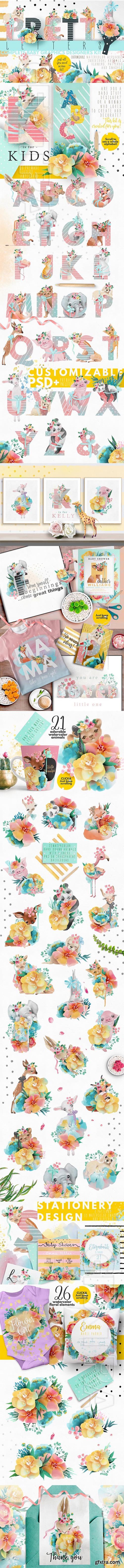 CreativeMarket - Pretty Letters - Baby Designers Kit 2462570