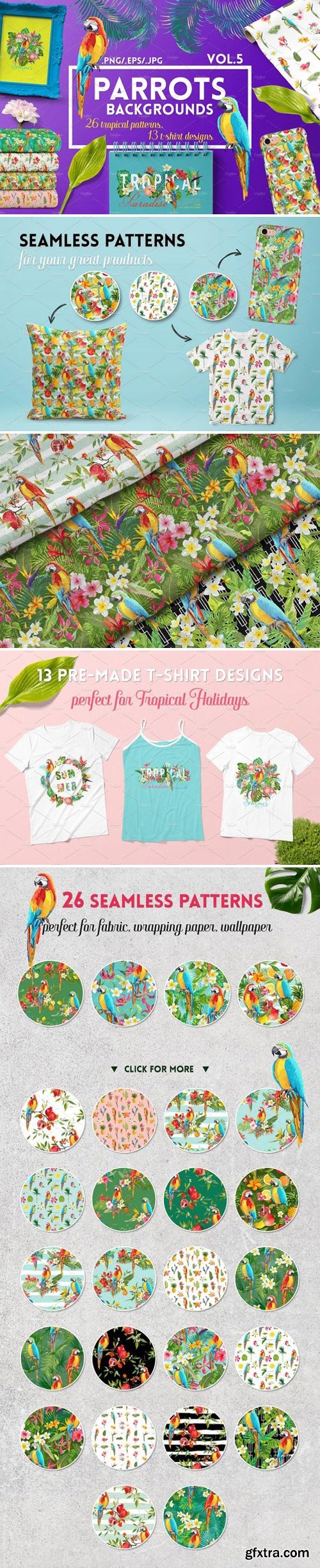 CM - Parrots Tropical Patterns, T-shirts 2400486