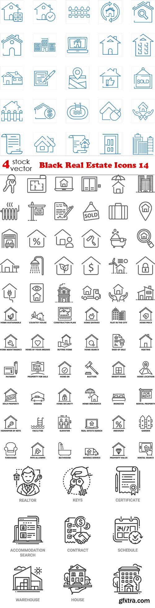 Vectors - Black Real Estate Icons 14