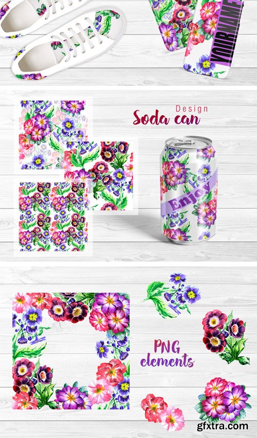 CM - Cool Violets PNG Watercolor Set 2448890