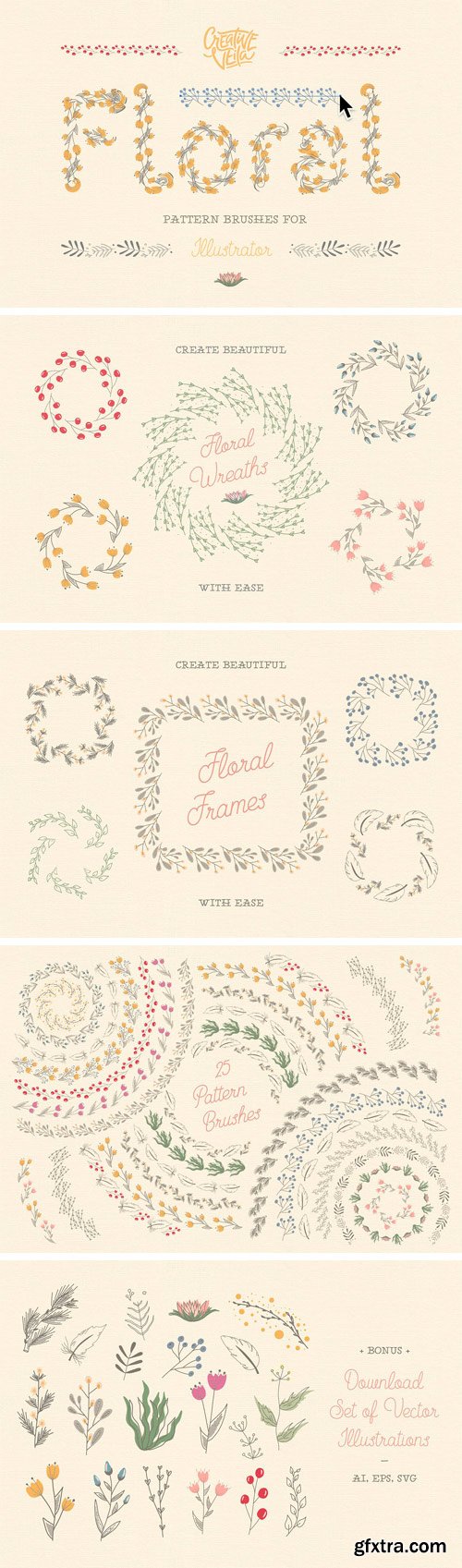 CM - Floral Pattern Brushes For Ai 2447243