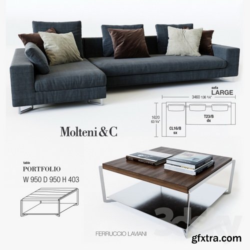 3dsky - Molteni Sofa Large