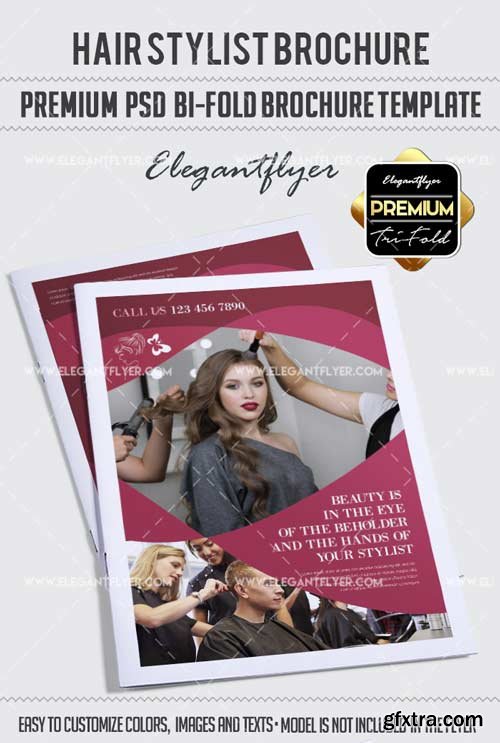 Hair Stylist V1 2018 Bi-Fold Brochure PSD Template