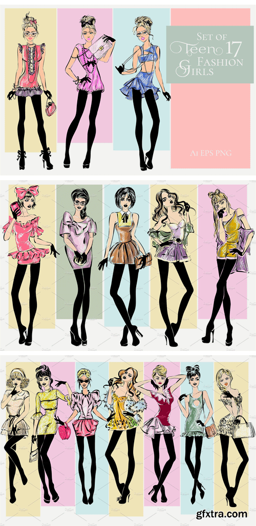 CM - 17 Teen Fashion Girls Illustrations 2420554