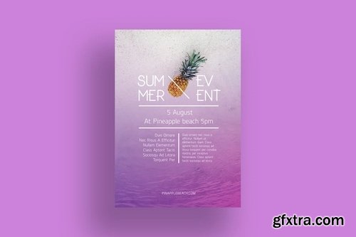 Pineapple Beach Poster Template