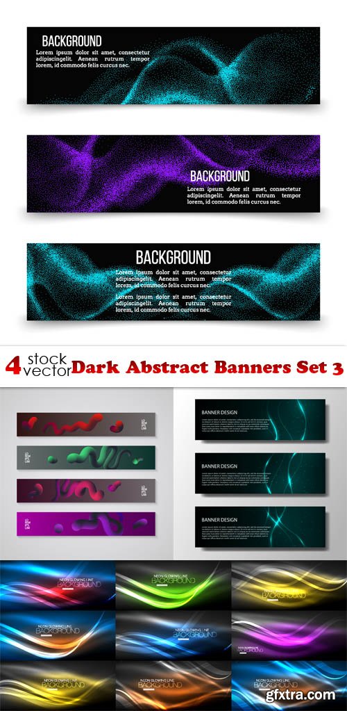 Vectors - Dark Abstract Banners Set 3