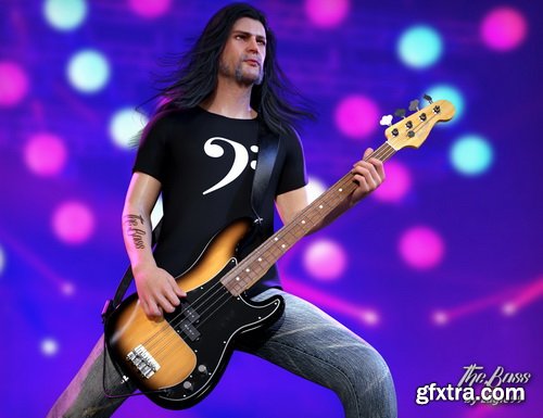 Daz3D - The Bass Guitar and Poses for Genesis 3 and 8