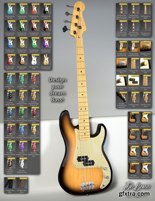 Daz3D - The Bass Guitar and Poses for Genesis 3 and 8