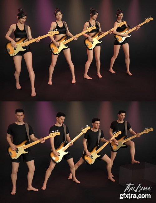 Daz3D - The Bass Guitar and Poses for Genesis 3 and 8