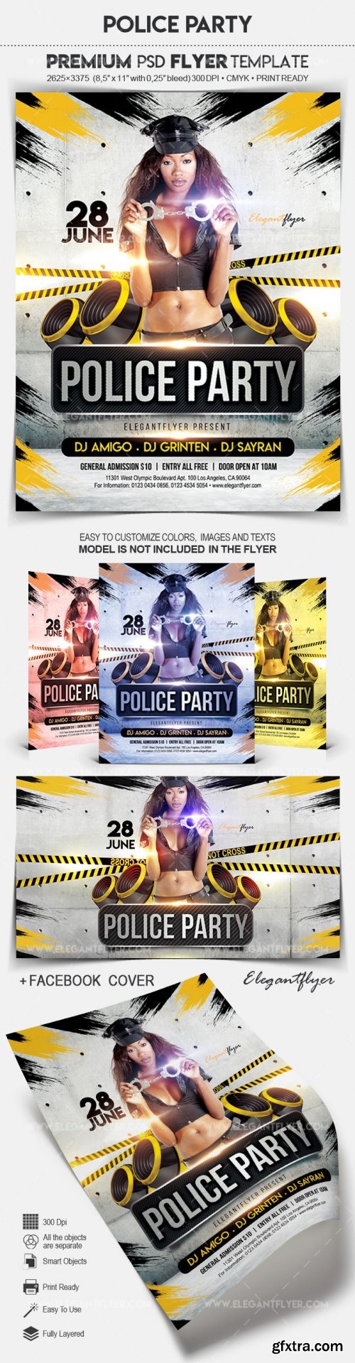 Police Party V1 2018 Flyer PSD Template + Facebook Cover