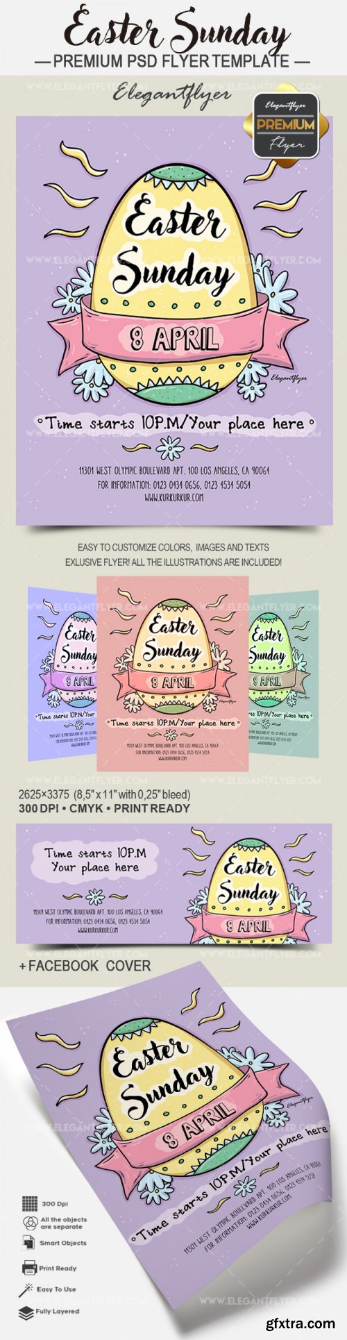 Easter Sunday V1 2018 Premium Flyer PSD Template + Facebook Cover