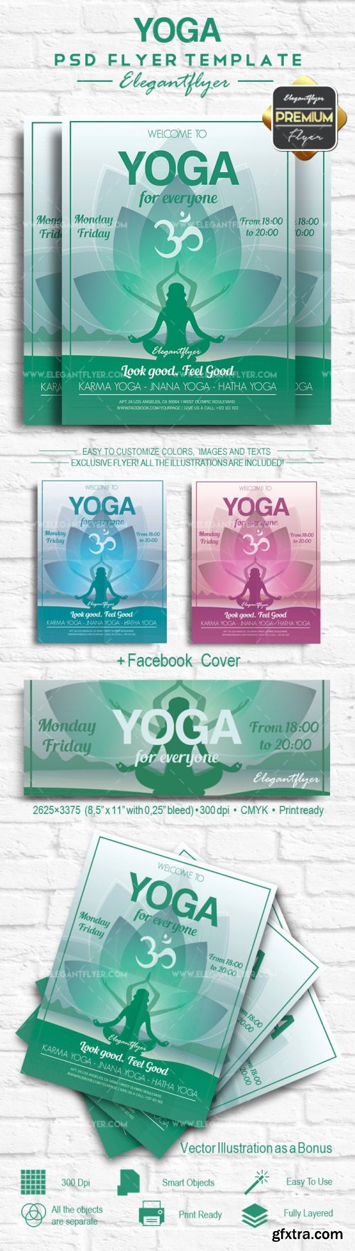 Yoga v6 2018 Flyer PSD Template + Facebook Cover