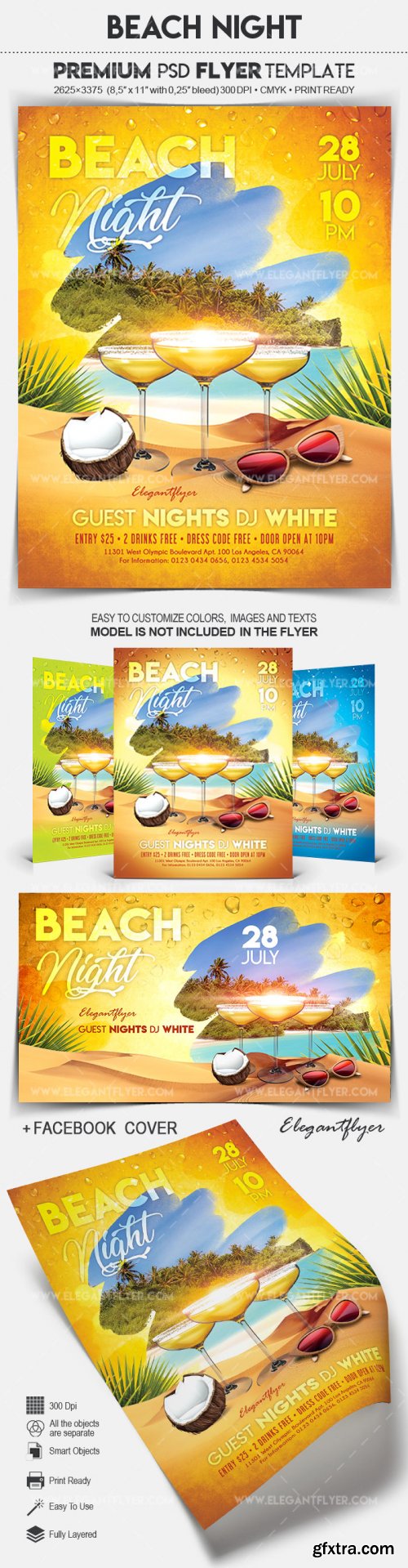 Beach Night V9 2018 Flyer PSD Template