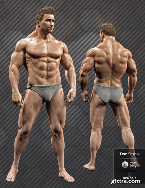 Daz3D - Ronen Character Hair and Briefs for Genesis 8 Male