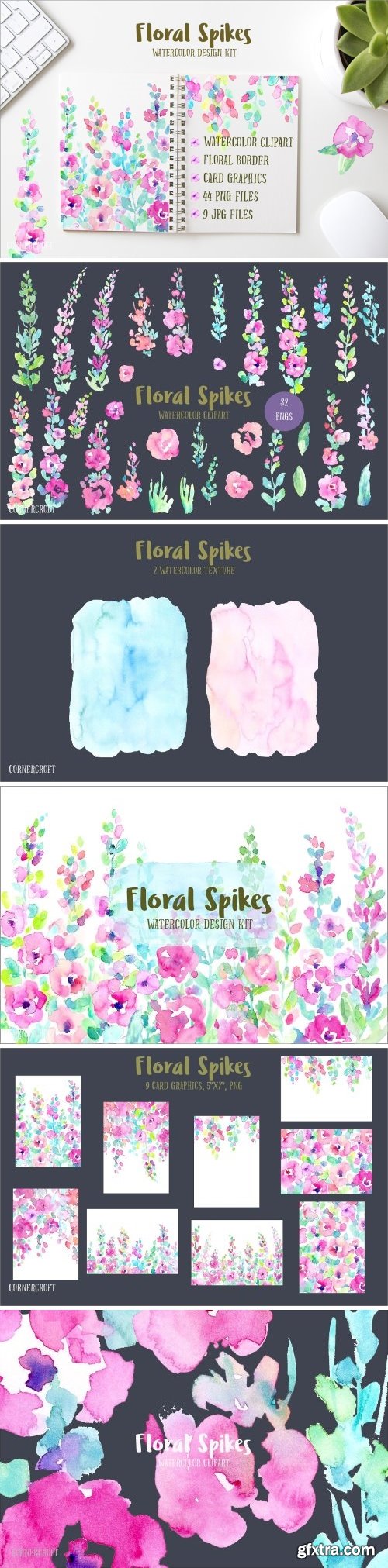 CM - Watercolor Design Kit Floral Spikes 1602688