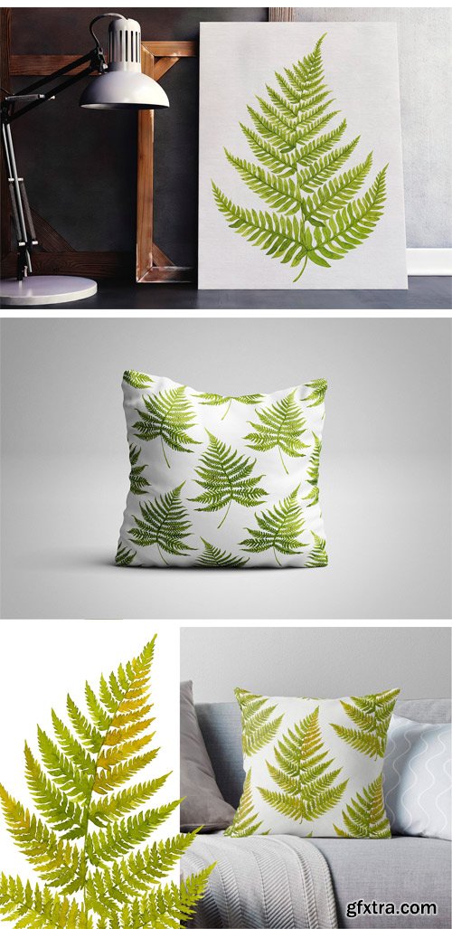 CM - 25 Watercolor Ferns 2448978