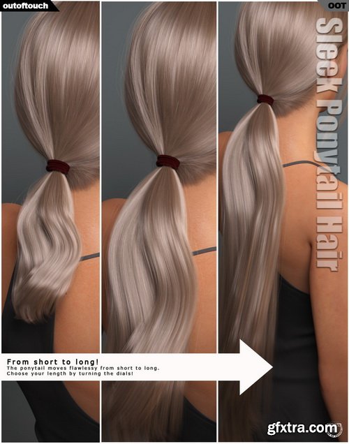 Daz3D - Sleek Ponytail Hair for Genesis 3 and 8 Females