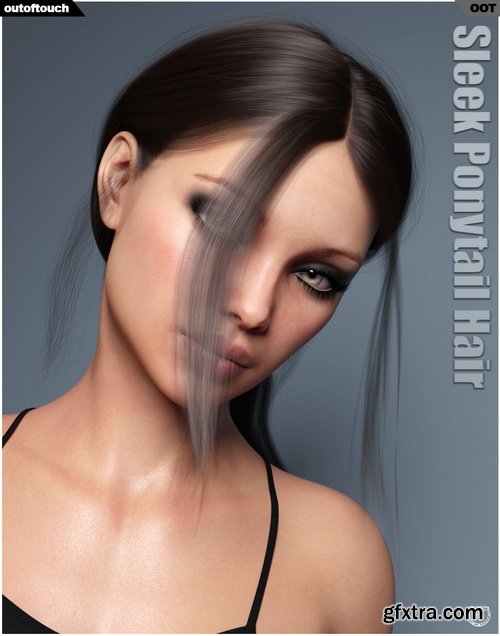 Daz3D - Sleek Ponytail Hair for Genesis 3 and 8 Females