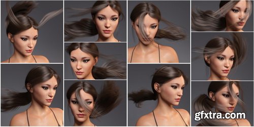 Daz3D - Sleek Ponytail Hair for Genesis 3 and 8 Females