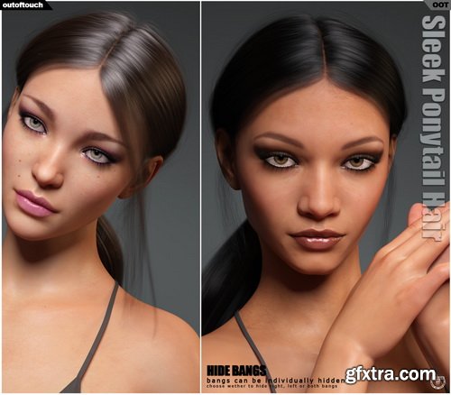 Daz3D - Sleek Ponytail Hair for Genesis 3 and 8 Females