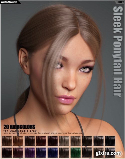 Daz3D - Sleek Ponytail Hair for Genesis 3 and 8 Females