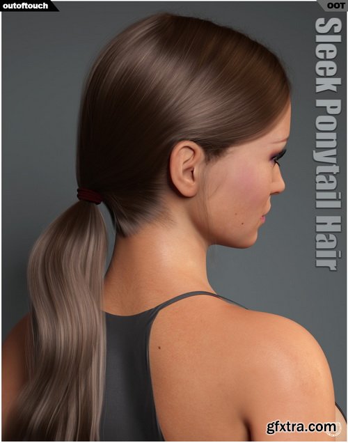 Daz3D - Sleek Ponytail Hair for Genesis 3 and 8 Females