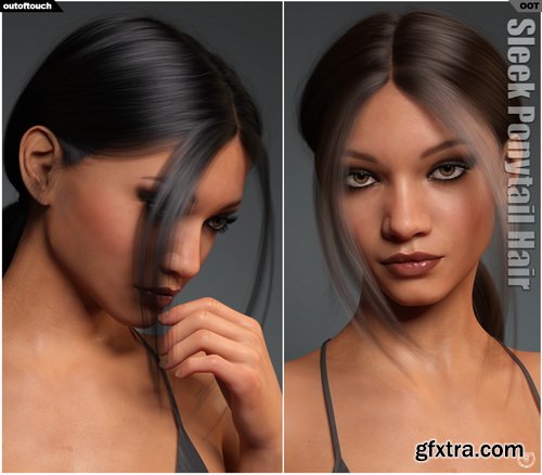 Daz3D - Sleek Ponytail Hair for Genesis 3 and 8 Females