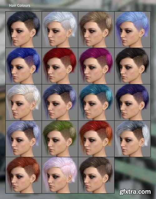 Daz3D - MRL Gem Hair for Genesis 3 and 8 Female