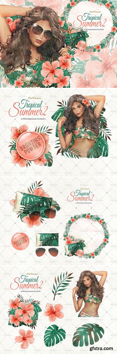 CM - Tropical Summer 2 Clip Art Set 1552407