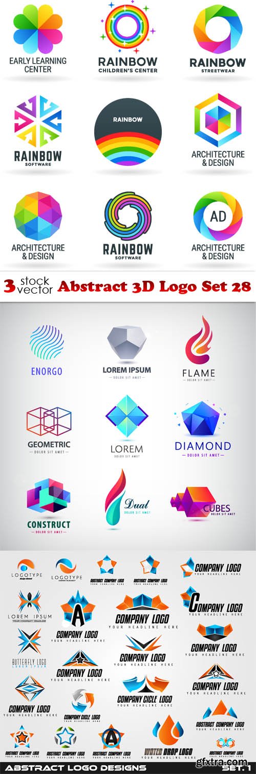 Vectors - Abstract 3D Logo Set 28