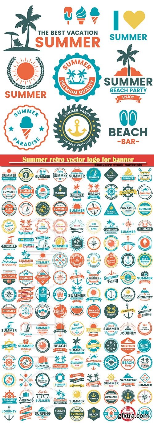 Summer retro vector logo for banner