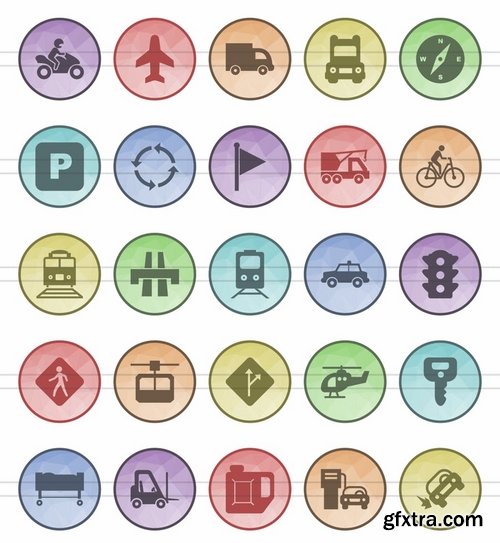 Transportation Banking Computer & Hardware Weather Weather Sports Filled Low Poly Icons