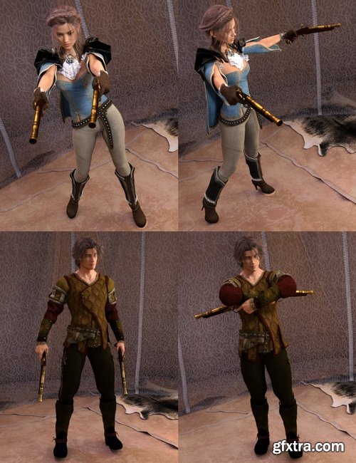 Daz3D - Blunderbuss and Poses for Genesis 3 and 8 Male(s) and Female(s)