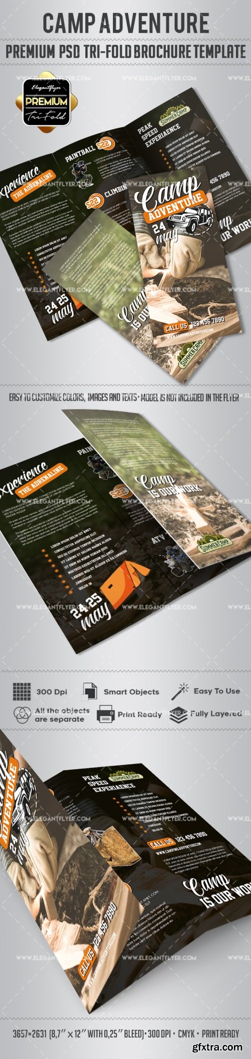 Camp Adventure – Tri-Fold Brochure PSD Template