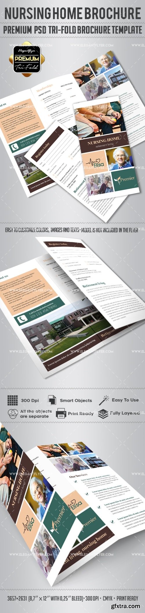 Nursing Home – Tri-Fold Brochure PSD Template